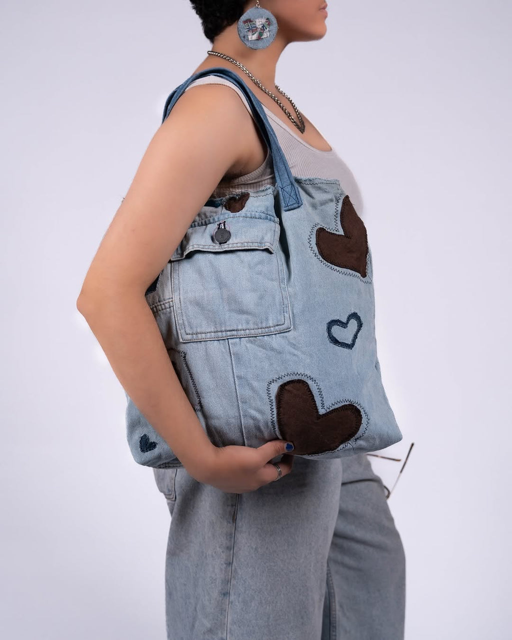 Heart on sleeve tote bag